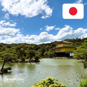 Kinkakuji (Golden Pavilion) Kyoto Icon with Japan Flag - The Canary Family on Board