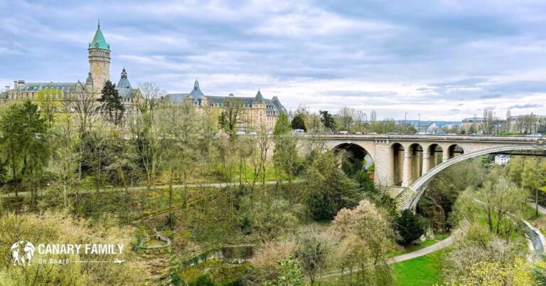 Pont adolphe Luxembourg from Place de la Constitution - The Canary Family on Board