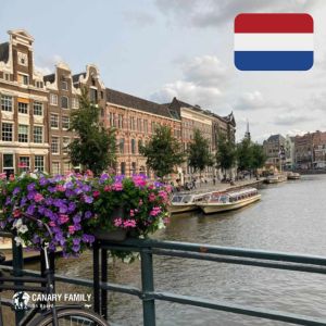 Netherlands Amsterdam Canals with flag