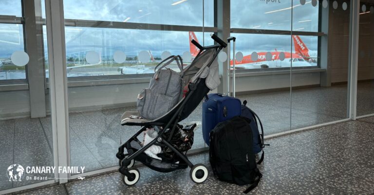 Travel Stroller in Airport with hand luggage